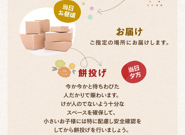 お届け・餅投げ